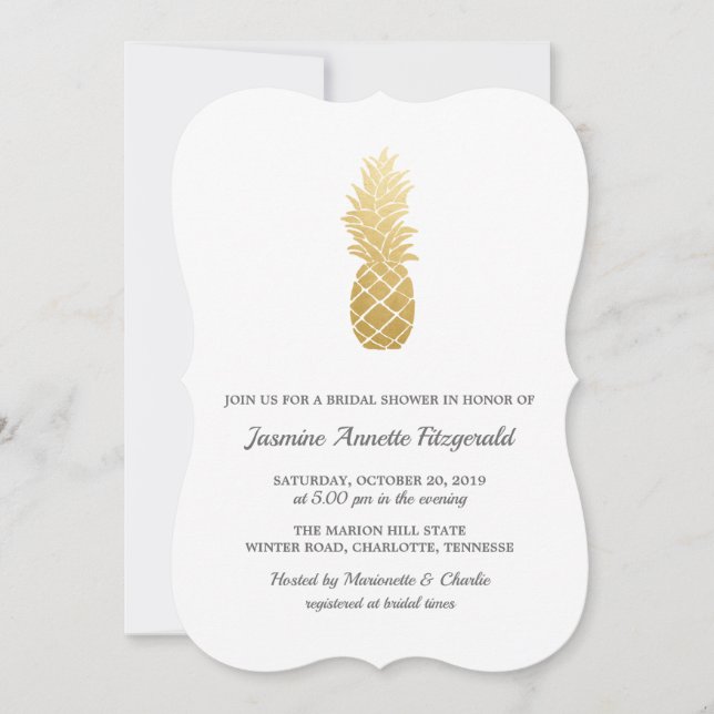 Invitation Élégance tropicale | Fête des mariées ananas (Devant)