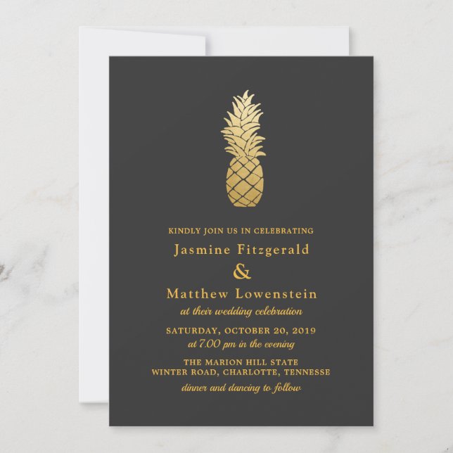 Invitation Élégance tropicale | Mariage ananas (Devant)
