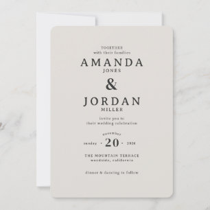 Invitation Élégance Typographique Beige Sophistiquée