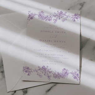 Invitation Élégance Vintage : Mariage Floral Lavande