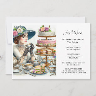 Invitation  Élégance Vintage Soirée de Thé pour Dames 