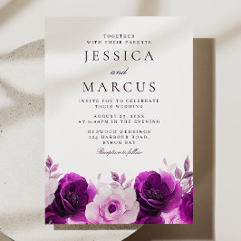 Invitation Élégance violette : Lilac Violet Rose Floral Maria