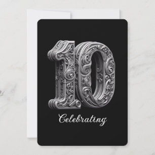 INVITATION ÉLÉGANT 10ÈME ANNIVERSAIRE DE MARIAGE