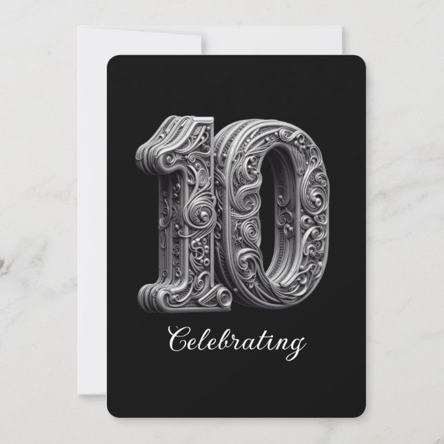 INVITATION ÉLÉGANT 10ÈME ANNIVERSAIRE DE MARIAGE (Dos)