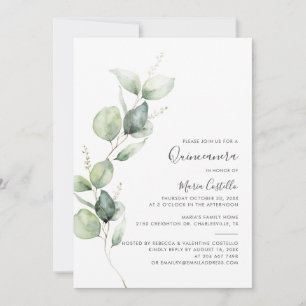 Invitation Elégant 15ème anniversaire Eucalyptus Quinceanera
