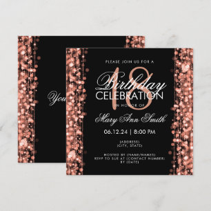 Invitation Élégant 18e anniversaire fête étincelle Rose or