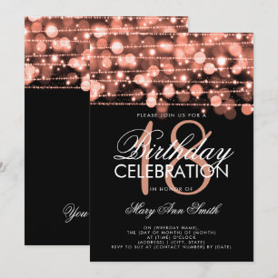 Invitation Élégant 18e anniversaire fête étincelle Rose or