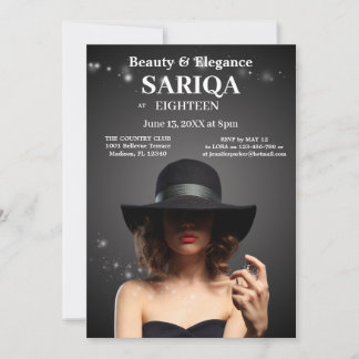 Invitation "Elégant 18ème anniversaire - Beauté et grâce