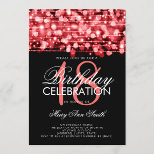Invitation Élégant 18ème anniversaire fête étincelle rouge