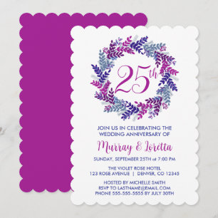 Invitation Élégant 25e anniversaire de Mariage en argent rose