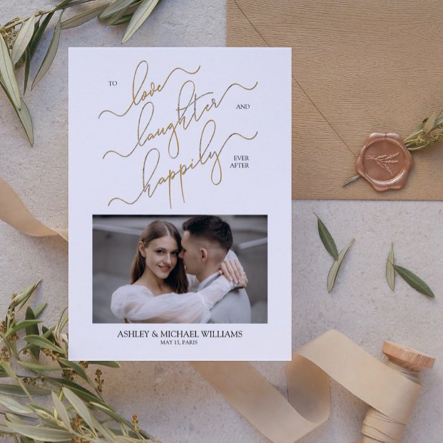 Invitation Élégant 2 Photo QR Code Script Heureusement Jamais (Créateur téléchargé)