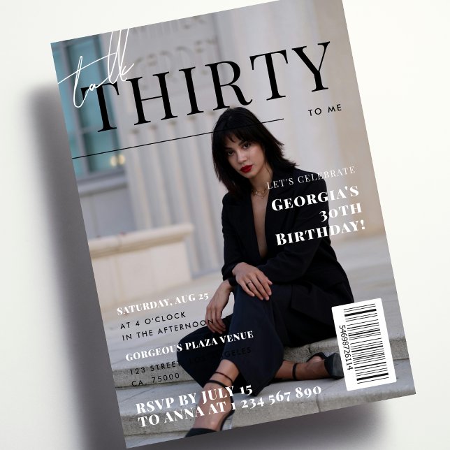 Invitation Élégant 30e anniversaire Couverture de magazine ph (Créateur téléchargé)