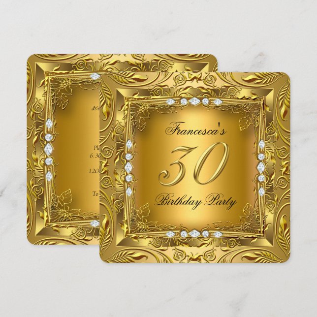 Invitation Élégant 30e anniversaire de la fête Elite Diamants (Devant / Derrière)