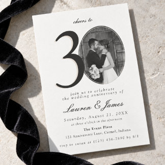 Invitation Élégant 30e anniversaire de mariage Perle