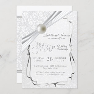 Invitation Elégant 30e anniversaire de perles design