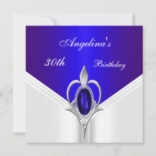 Invitation Elégant 30e anniversaire Exotic Blue Bijou d'argen