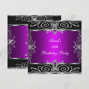 Invitation Elégant 30e anniversaire Magenta Black Silver