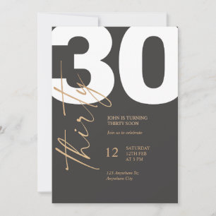 Invitation Élégant 30e anniversaire noir et or