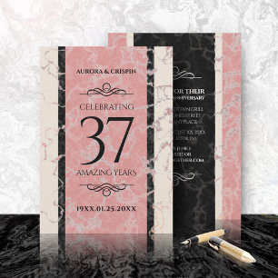 Invitation Élégant 37e Anniversaire de Mariage en Albâtre