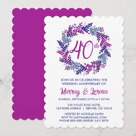 Invitation Élégant 40e anniversaire de Mariage de couronne ro