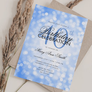 Invitation Elégant 40e anniversaire Glam Navy Blue Shimmer Li
