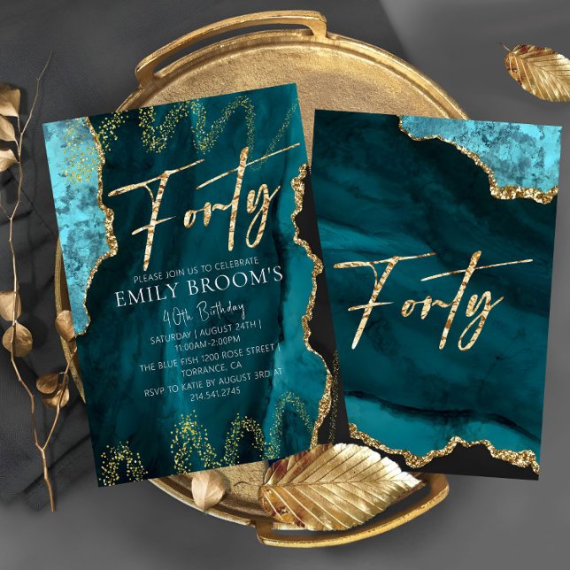 Invitation Elégant 40e anniversaire Quarante Or (Créateur téléchargé)