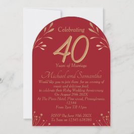 Invitation Elegant 40th Ruby Wedding Party