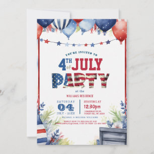 Invitation Élégant 4 Juillet Parti I ballons 2