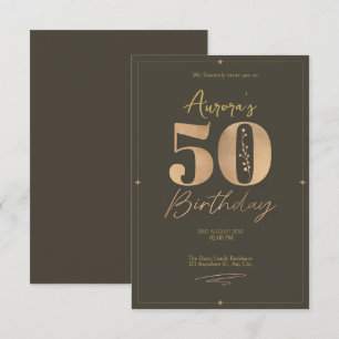 Invitation Elégant 50e anniversaire Brown et beige