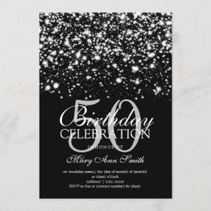 Invitation Élégant 50e anniversaire de la fête Silver Midnigh