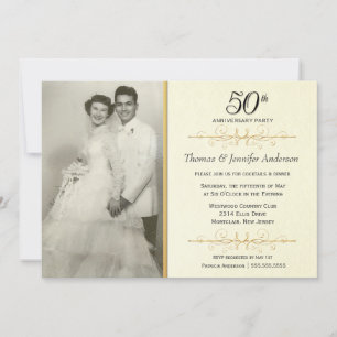 Invitation Élégant 50e anniversaire de Mariage