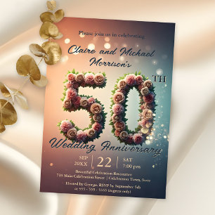 Invitation Élégant 50e anniversaire de Mariage