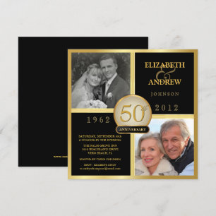 Invitation Élégant 50e anniversaire de Mariage