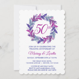 Invitation Élégant 50e anniversaire de Mariage de couronne ro