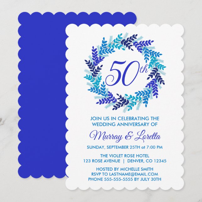 Invitation Élégant 50e anniversaire du Mariage de la couronne (Devant / Derrière)