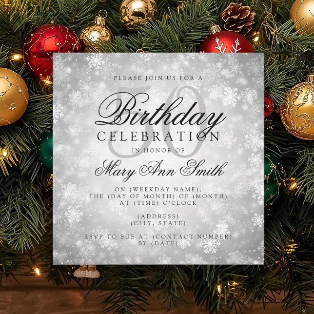 Invitation Élégant 50e anniversaire Silver Winter Wonderland (Elegant 50th Birthday Silver Winter Wonderland Invitation)