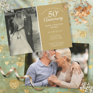 Invitation Élégant 50ème anniversaire de Mariage d'or 2 Photo