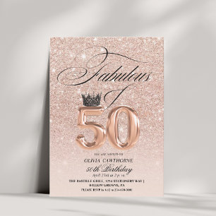 Invitation Elégant 50ème et fabuleux anniversaire Rose Gold P