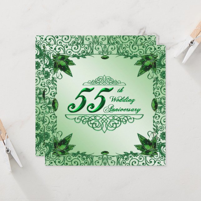 Invitation Élégant 55e anniversaire de Mariage 5.25x5.25 Invi (Devant/Arrière en situation)