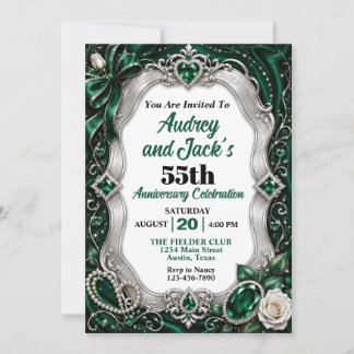 Invitation Élégant 55ème anniversaire Émeraude
