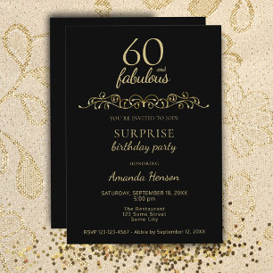 Invitation Élégant 60 et fabuleux ornement 60e anniversaire