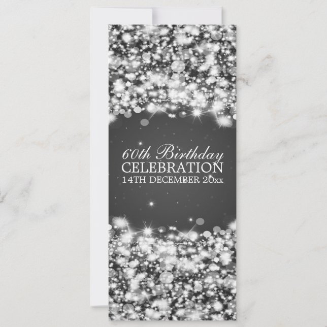 Invitation Élégant 60e anniversaire de fête Star Sparkle Blac (Devant)