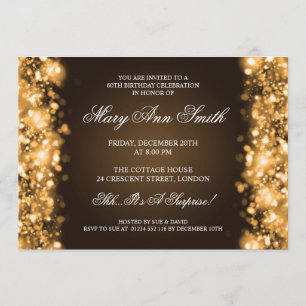 Invitation Élégant 60e anniversaire de la fête Lumière d'or