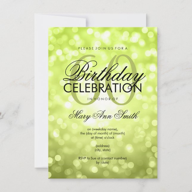 Invitation Élégant 60e anniversaire de la Parties scintillant (Devant)