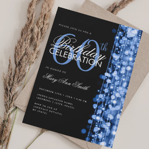 Invitation Élégant 60e anniversaire Glam étincelle Marine ble