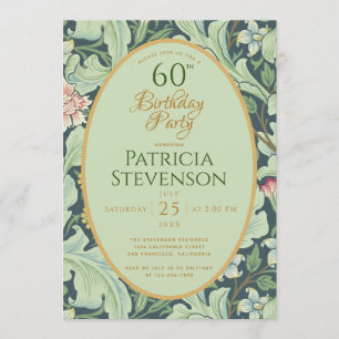 Invitation Élégant 60e anniversaire Gold Green Botanical Vint