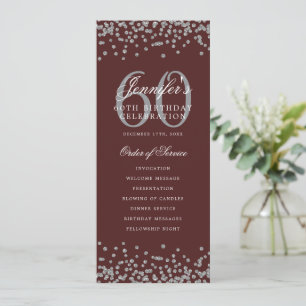 Invitation Élégant 60e Anniversaire Menu Argent Bourgogne