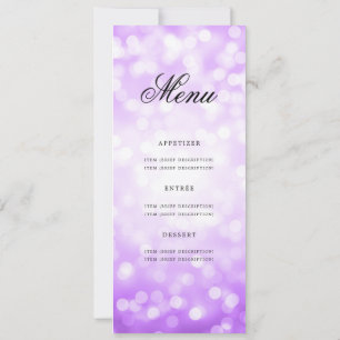 Invitation Élégant 60e anniversaire Menu de fête violet Bokeh