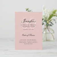 Élégant 60e Anniversaire Menu rose