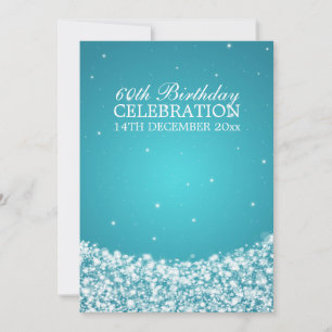 Invitation Elegant 60e Birthday Party Star Sparkle Blue